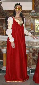 Red velveteen & cream brocade Venetian Ensemble